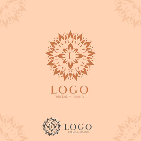 Letter L abstract flower mandala logo icon template vector in premium elegant style good for jewelry, hotel, hospitality, artistic brand companyのイラスト素材