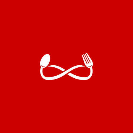 Infinity eat unlimited food logo icon symbol template with fork and spoonのイラスト素材