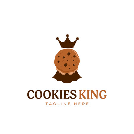 Chocolate Cookie cookies king  mascot symbol with crown and cape icon illustrationのイラスト素材