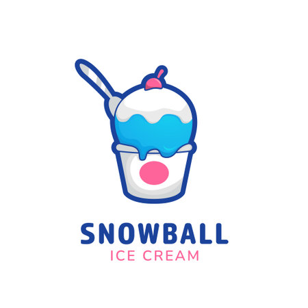 Snowball ice cream bucket cup  icon symbol in funny sweet cute styleのイラスト素材