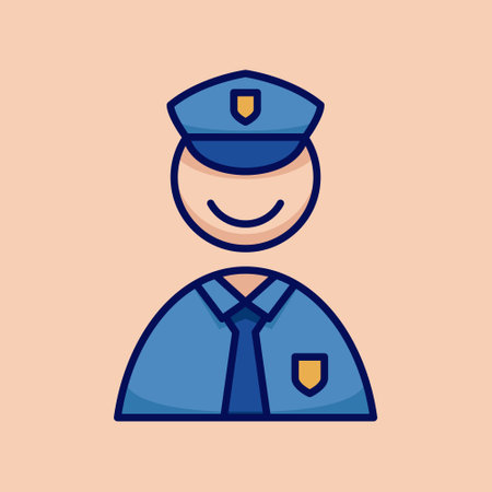 Police people icon simple and minimalist in cartoon outlined graphic vector illustration styleのイラスト素材