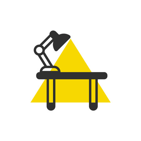 Office Desk table Furniture home appliances black yellow icon signのイラスト素材