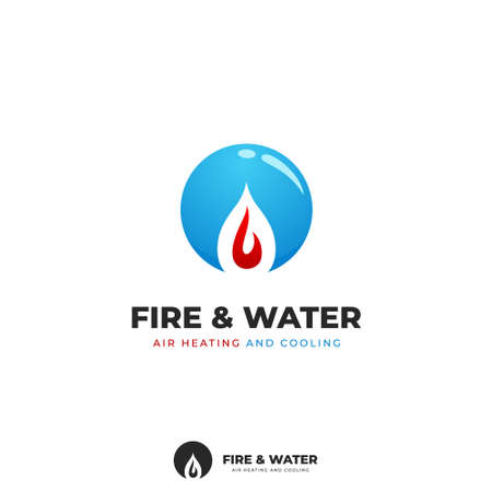 Fire and water home and commercial air conditioning product service logoのイラスト素材