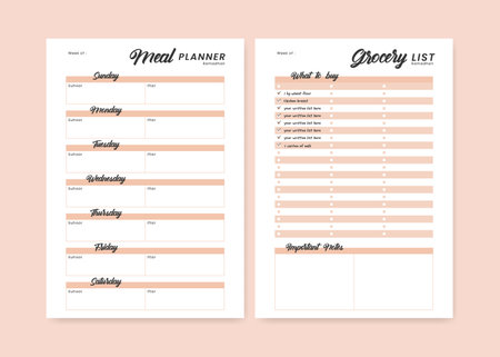 Ramadan Meal menu planner schedule for suhoor iftar and shopping grocery  list with checklist for print template:: tasmeemME.com