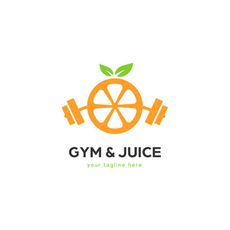 gymnastic strong gym juice with fresh fruit weight lifting barbellのイラスト素材