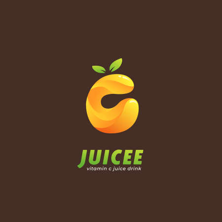 Orange lemon vitamin c juice logo in letter C shape iconのイラスト素材