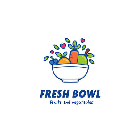 Fruits and vegetables fresh smoothie bowl logo icon templateのイラスト素材