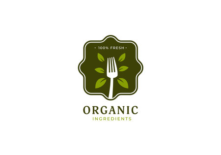 Organic ingredients badge, fresh organic food icon badgeのイラスト素材