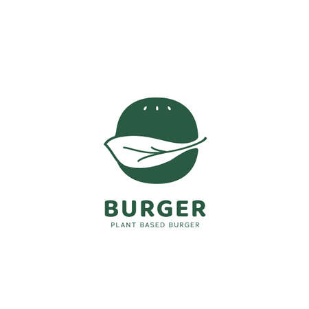 Plant based burger logo, burger logo icon for vegetarian or vegan communityのイラスト素材