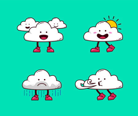 weather forecast with cloud cartoon mascot illustrationのイラスト素材
