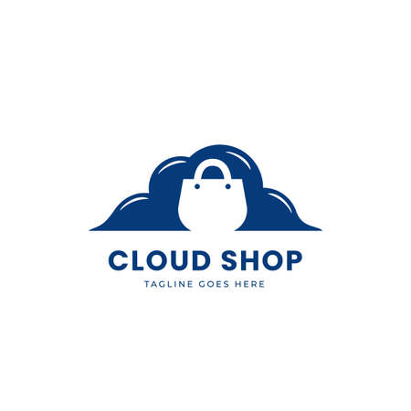 Cloud shopping logo icon simple pictogram with cloud and shopping bag silhouetteのイラスト素材