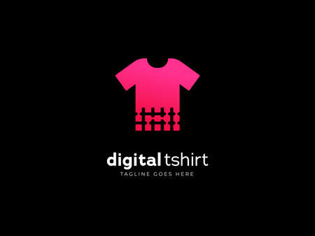 virtual digital tshirt fashion logo with digital tee iconのイラスト素材