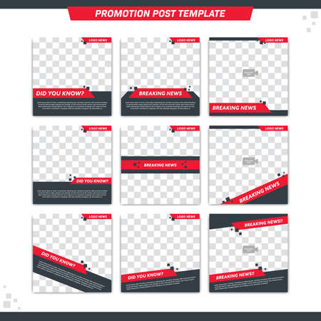 Modern abstract social media posting template and internet ads in square size template setのイラスト素材