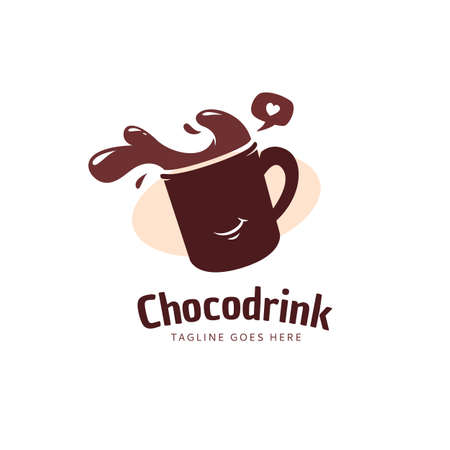Smile happy chocolate drink logo icon concept illustrationのイラスト素材