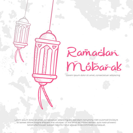 hand drawn sketch style ramadhan lantern lamp illustration for ramadan mubarak greeting celebrationのイラスト素材