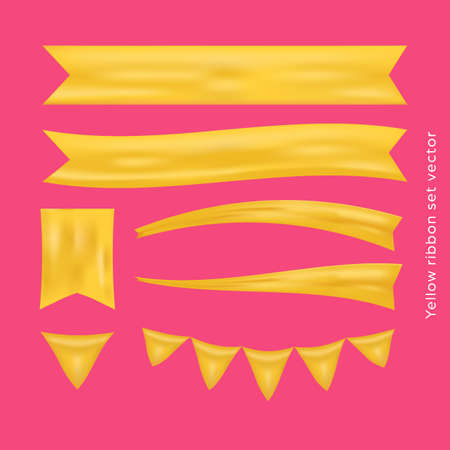 Yellow ribbon banner vector set collection asset for design decorationのイラスト素材