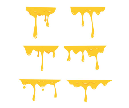 melting cheese liquid drop border with flat top for top decoration frame vector illustration setのイラスト素材