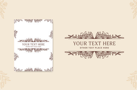 flower divider decoration element for wedding invitation, cover book, poster, or background. rustic divider border frame flower floral leaf decorationのイラスト素材