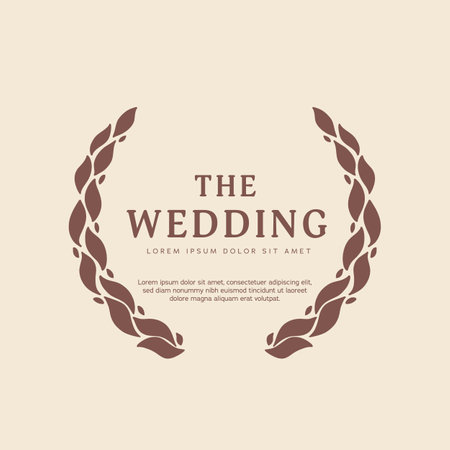 hand drawing brown laurel wreath for wedding element illustrationのイラスト素材