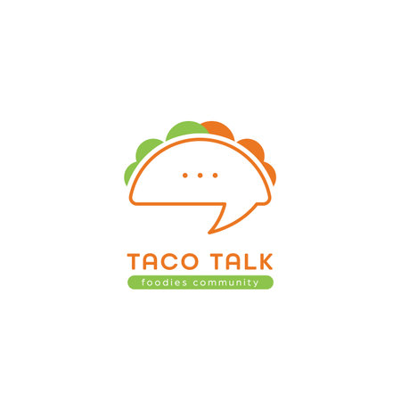 simple mexican taco talk outline logo iconのイラスト素材