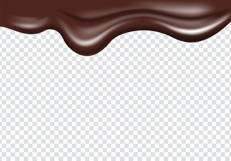 realistic melting dark chocolate liquid flowing from top. top border chocolate melted decoration background vector elementのイラスト素材