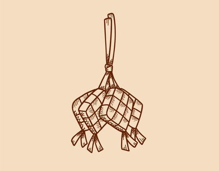 traditional ketupat sketch doodle drawing illustration vectorのイラスト素材