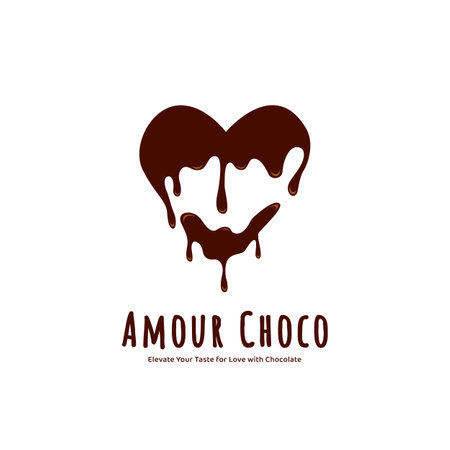 Melted amour love chocolate in heart shape vector logo iconのイラスト素材