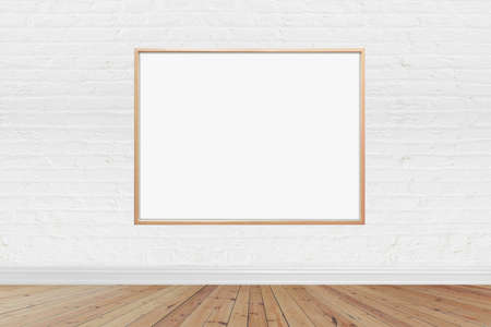 Mockup Big Frame Wooden Poster Template Special Put In Front of The Wall White Color and Wooden Wall - PSD (with Editable files)の写真素材