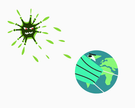 Corona attacking and spreading around the earthのイラスト素材