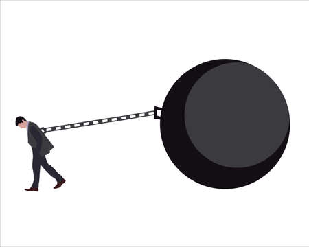 People as a office worker chainned with big chain ballのイラスト素材