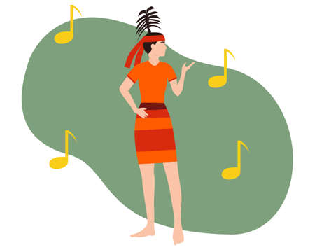 A tribe woman using Wangala dress to celebrate the festival in India, Meghalaya, Bangladeshのイラスト素材