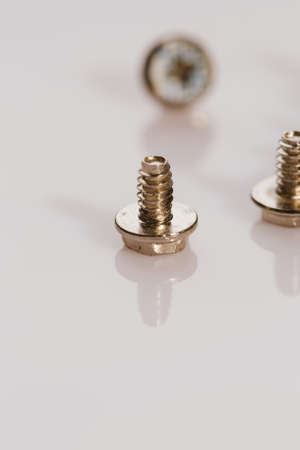 screws for a computer on a white background.の写真素材