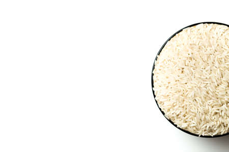 A rice in a bowl isolated over white backgroundの写真素材