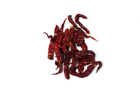 Dried chillies isolated over white backgroundの写真素材