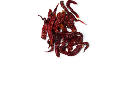 Dried chillies isolated over white backgroundの写真素材