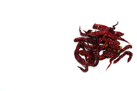 Dried chillies isolated over white backgroundの写真素材