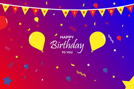 Vector design of happy birthday balloons celebration backgroundのイラスト素材