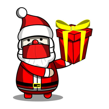 Santa shows a gift boxのイラスト素材