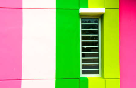 Aluminium frame  with colourful wall paintingの写真素材