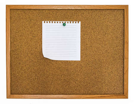 Blank note paper pinned on cork board の写真素材