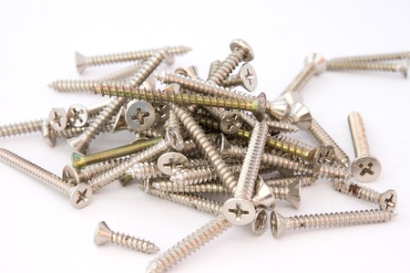 metal screw on white background