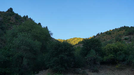 The mountains are blue skies and white clouds, Parkent Mountains, Uzbekistan
