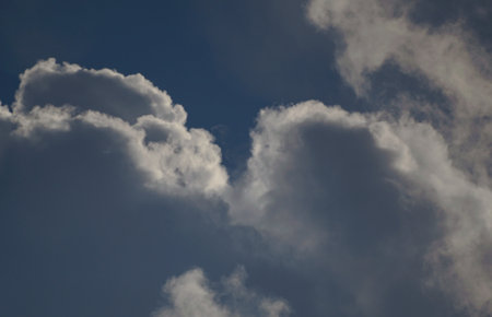 Large white clouds, scattered clouds