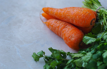 Red carrots with greens