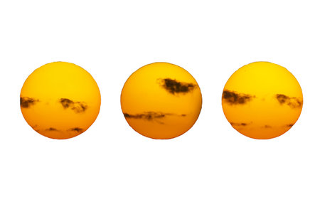 There is a red sun on a white backgroundの写真素材