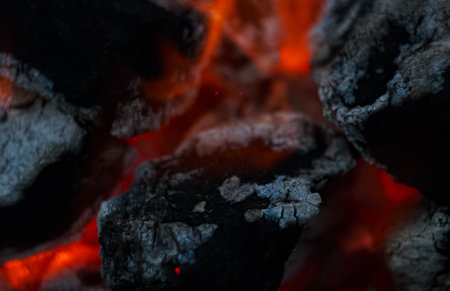 the coal burned and turned into red coal