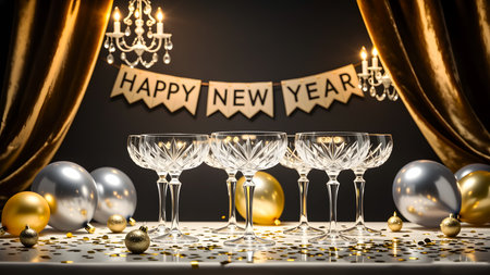 Christmas table covered in frames, created in Artificial Intelligenceの素材