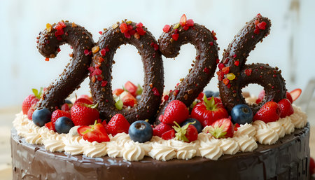 Number 2026 made of chocolate. Created with artificial intelligenceの素材