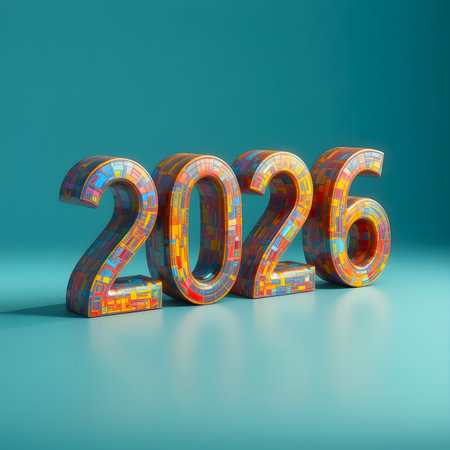 The number 2026 in the background center. Created with artificial intelligenceの素材