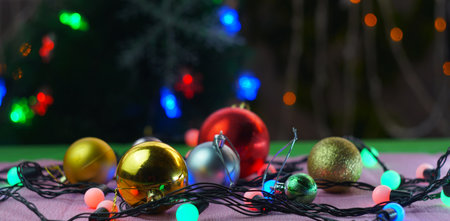 Various Christmas toys are scattered. Christmas mood